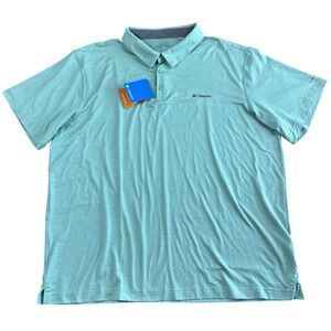 Columbia Mens Tech Trail Polo Shirt Mint Green Short Sleeve UPF 50 XXL NWT